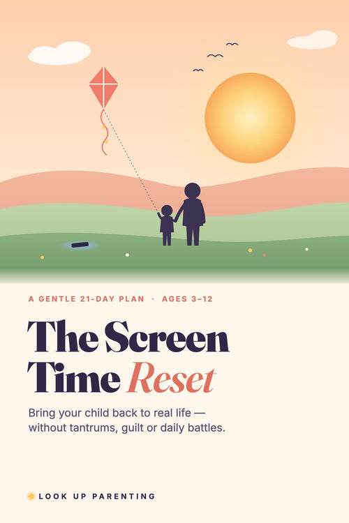 Cover of The Screen Time Reset: a gentle 21-day plan for parents of kids aged 3 to 12